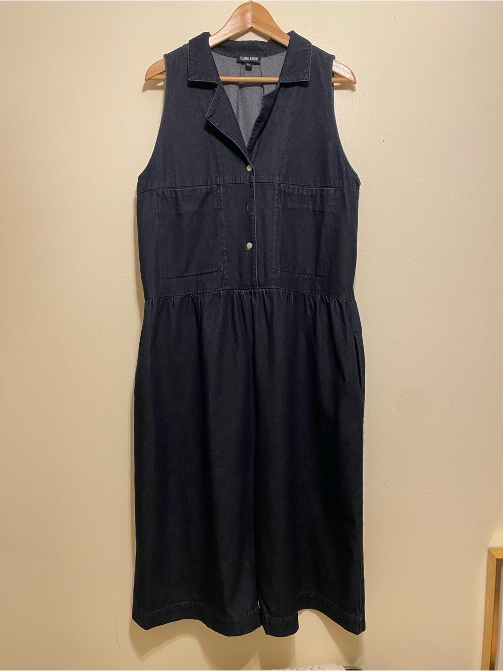 ILANA KOHN Bean Sleeveless Navy Denim romper . Size XL